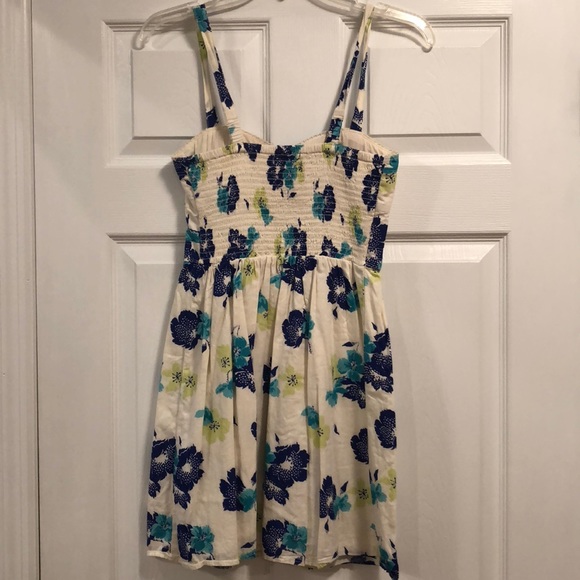 White Sundress with Blue and Green Floral - Picture 2 of 4